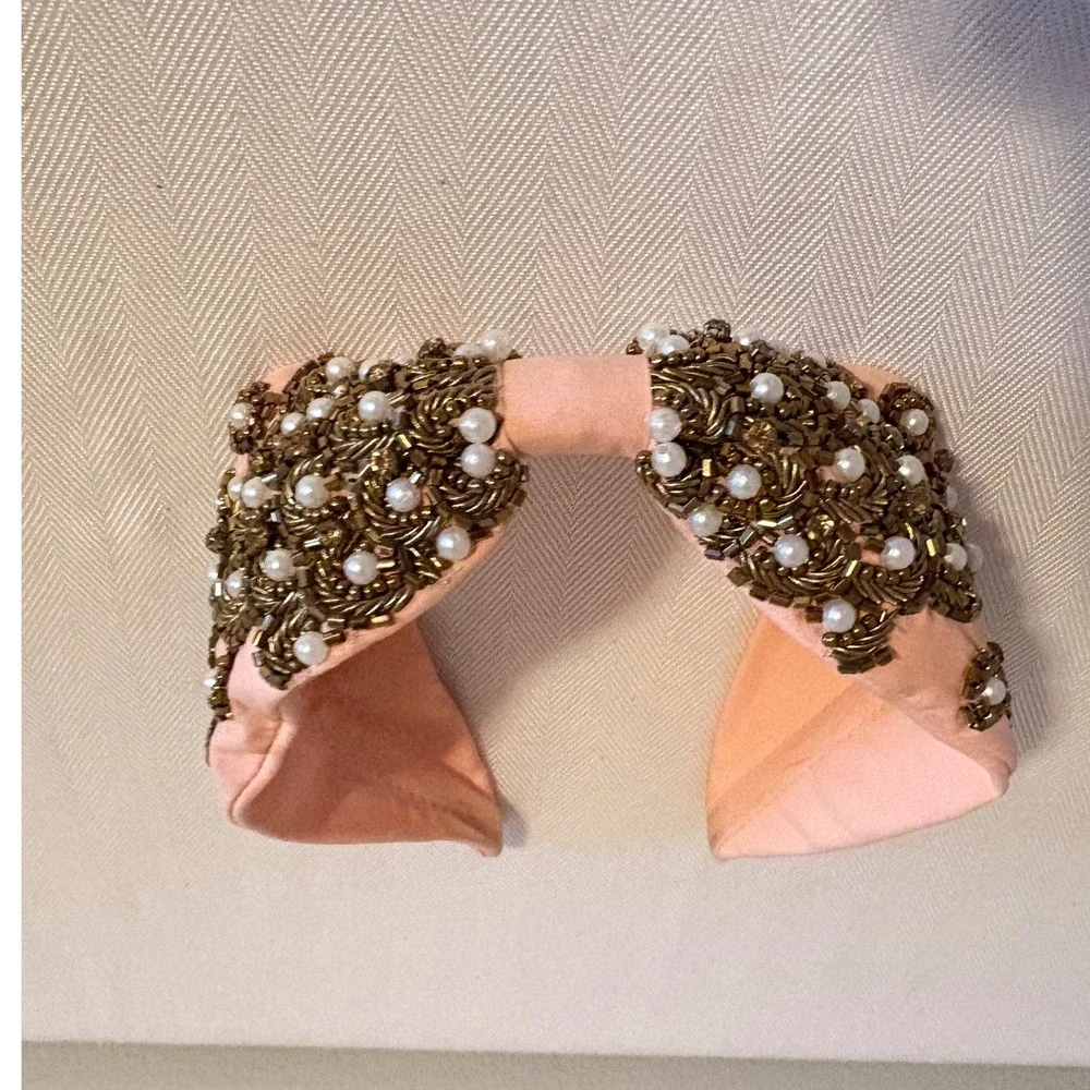 Baroque Beaded Knotted Turban Headband Gold Beadwork‎ Y2K Statement Accessory